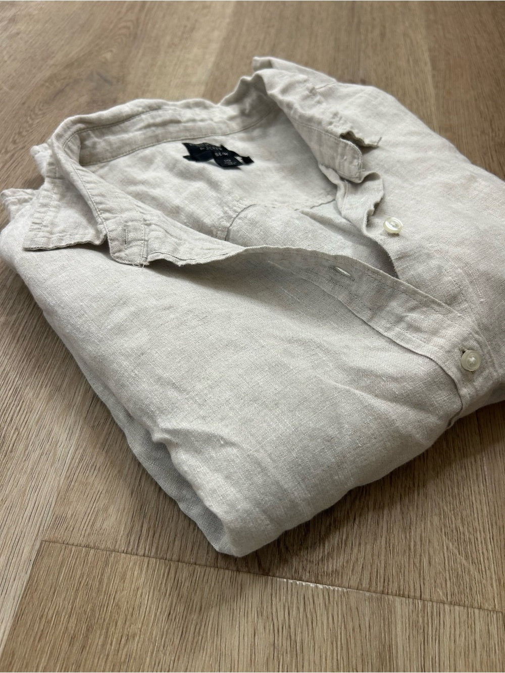J. Crew J. Crew x Baird McNutt 100% Linen Tan Oatmeal Slim Fit Long Sleeve Button Down - Linen