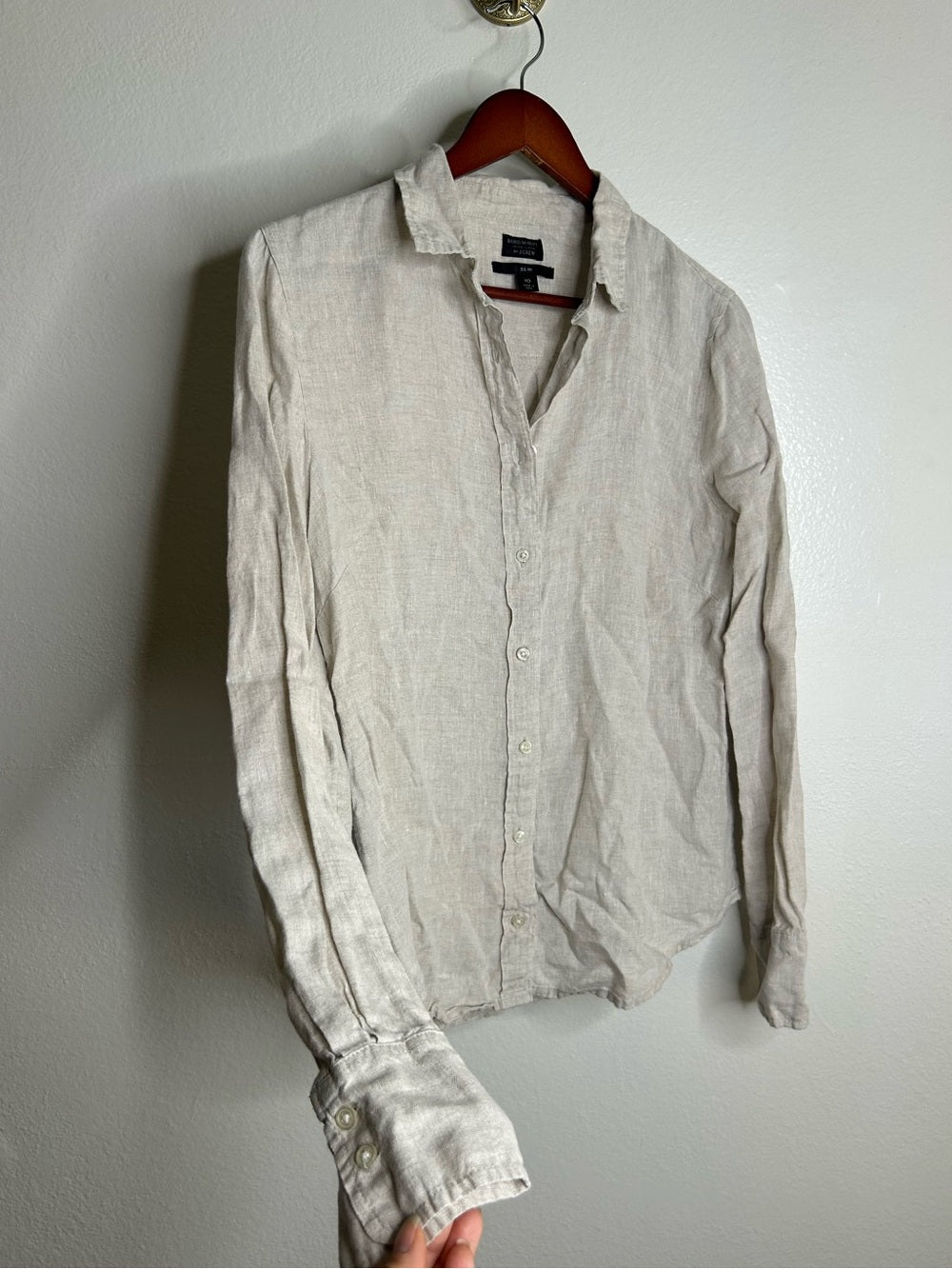 J. Crew J. Crew x Baird McNutt 100% Linen Tan Oatmeal Slim Fit Long Sleeve Button Down - Linen