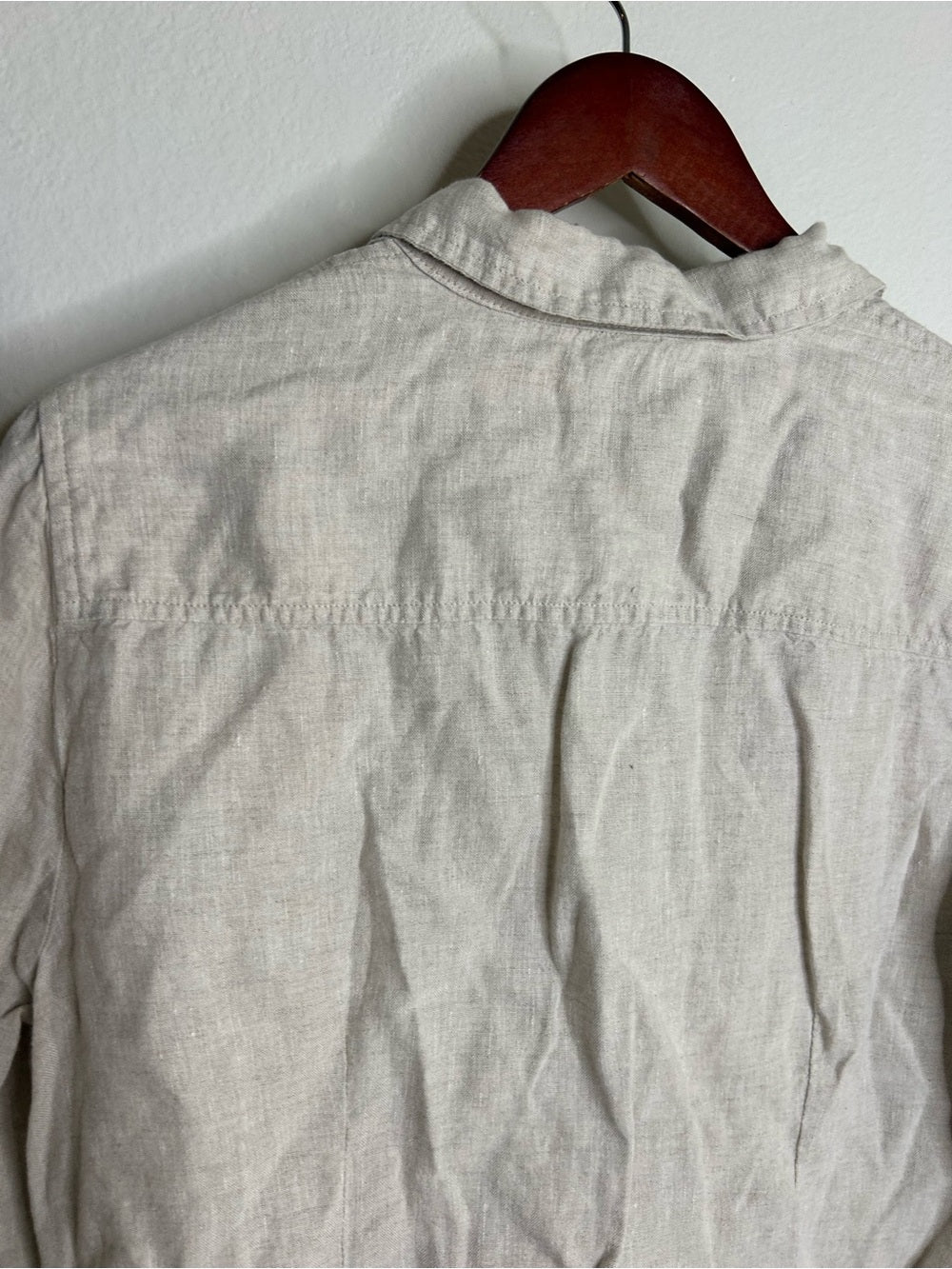 J. Crew x Baird McNutt 100% Linen Tan Oatmeal Slim Fit Long Sleeve Button Down