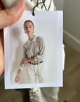 Nation LA 100% Organic Cotton Collared Espresso Pinstripe Long Sleeve Blouse
