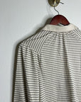 Nation LA 100% Organic Cotton Collared Espresso Pinstripe Long Sleeve Blouse