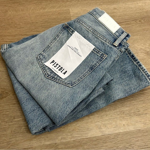 pistola Pistola 100% Cotton Cassie Ultra High Rise Straight Leg Jean in Bramble - Cotton, Denim