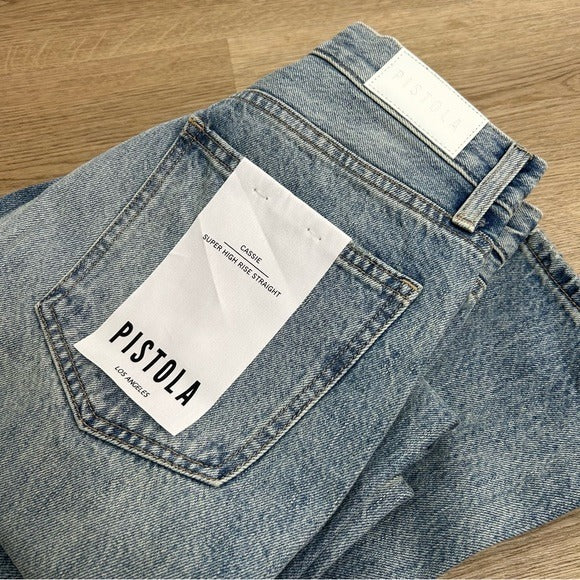 pistola Pistola 100% Cotton Cassie Ultra High Rise Straight Leg Jean in Bramble - Cotton, Denim