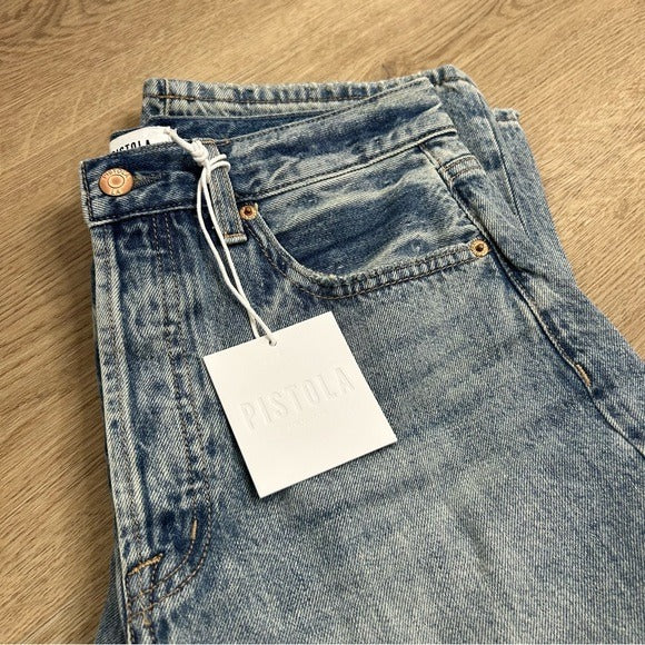 pistola Pistola 100% Cotton Cassie Ultra High Rise Straight Leg Jean in Bramble - Cotton, Denim