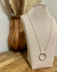 925 Sterling Silver Gold Plated Genuine Diamond Accent Circle Pendant