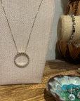 925 Sterling Silver Gold Plated Genuine Diamond Accent Circle Pendant