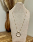 925 Sterling Silver Gold Plated Genuine Diamond Accent Circle Pendant