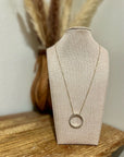 925 Sterling Silver Gold Plated Genuine Diamond Accent Circle Pendant