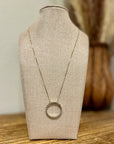 925 Sterling Silver Gold Plated Genuine Diamond Accent Circle Pendant