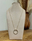 925 Sterling Silver Gold Plated Genuine Diamond Accent Circle Pendant