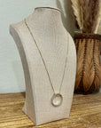 925 Sterling Silver Gold Plated Genuine Diamond Accent Circle Pendant
