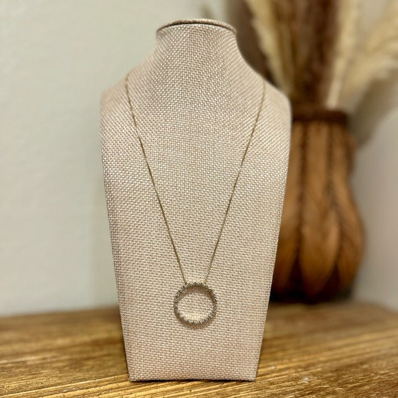 925 Sterling Silver Gold Plated Genuine Diamond Accent Circle Pendant