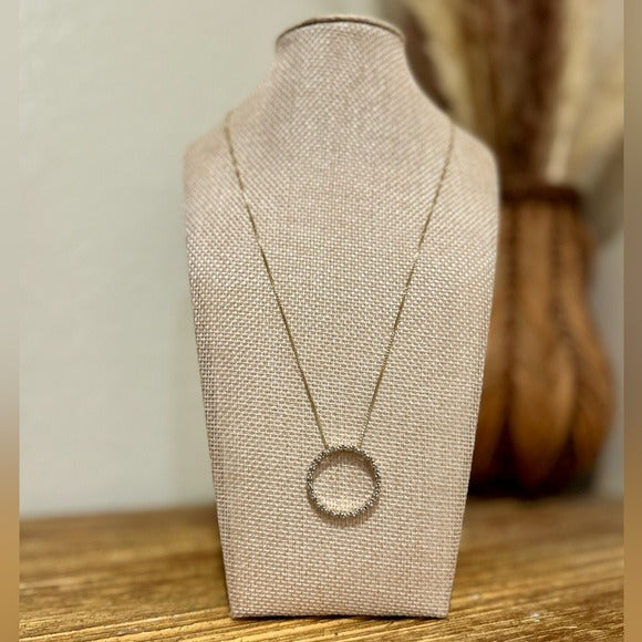 925 Sterling Silver Gold Plated Genuine Diamond Accent Circle Pendant
