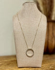 925 Sterling Silver Gold Plated Genuine Diamond Accent Circle Pendant