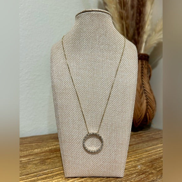 925 Sterling Silver Gold Plated Genuine Diamond Accent Circle Pendant