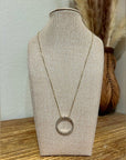 925 Sterling Silver Gold Plated Genuine Diamond Accent Circle Pendant