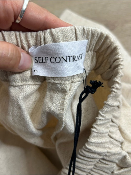 Anthropologie Self Contrast Linen Cotton Neutral Tan High Waist Short