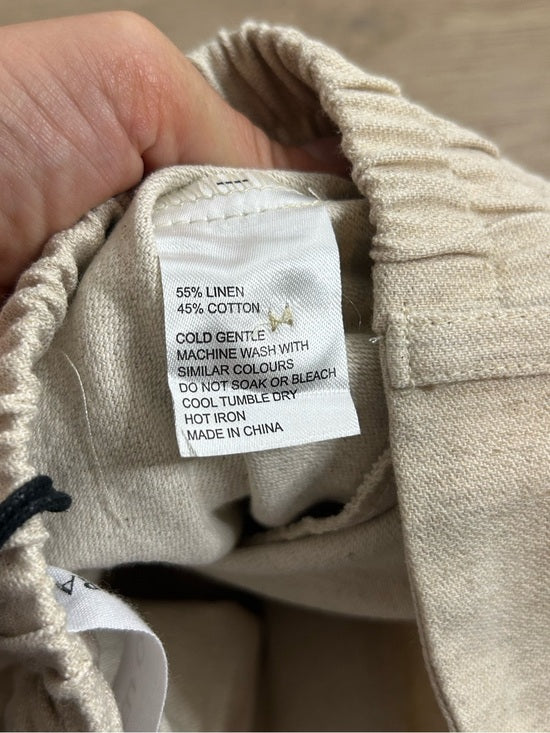 Anthropologie Self Contrast Linen Cotton Neutral Tan High Waist Short