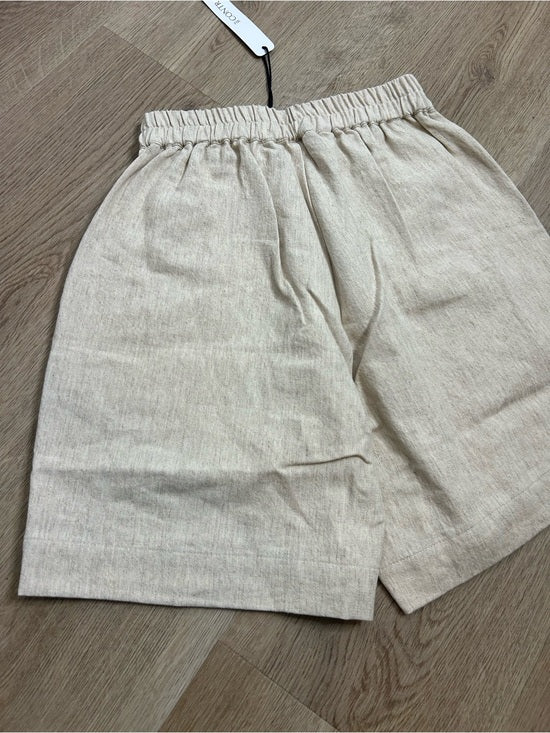 Anthropologie Self Contrast Linen Cotton Neutral Tan High Waist Short