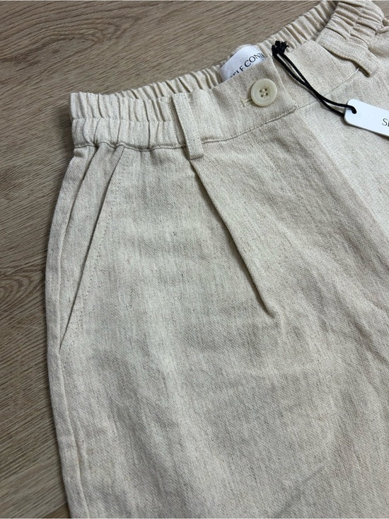 Anthropologie Self Contrast Linen Cotton Neutral Tan High Waist Short