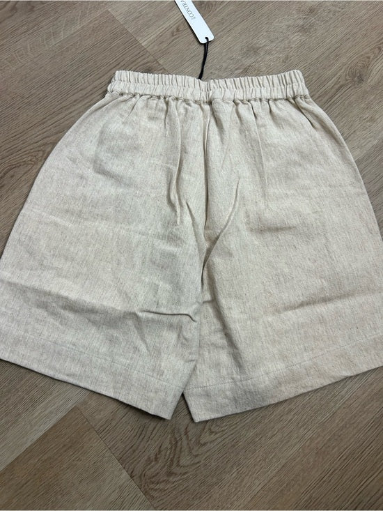 Anthropologie Self Contrast Linen Cotton Neutral Tan High Waist Short