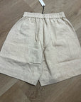 Anthropologie Self Contrast Linen Cotton Neutral Tan High Waist Short