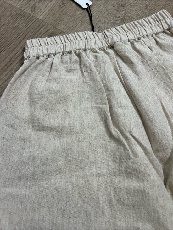 Anthropologie Self Contrast Linen Cotton Neutral Tan High Waist Short