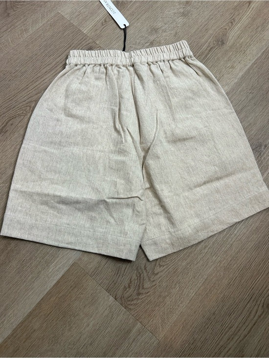 Anthropologie Self Contrast Linen Cotton Neutral Tan High Waist Short