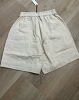 Anthropologie Self Contrast Linen Cotton Neutral Tan High Waist Short