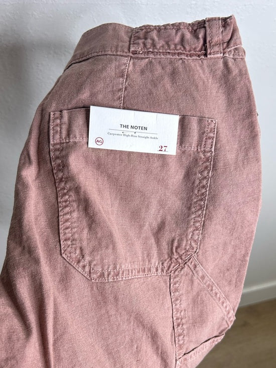Ag Adriano Goldschmied AG Cotton Linen The Noten Carpenter High Rise Straight Leg Ankle Pant - Cotton, Linen