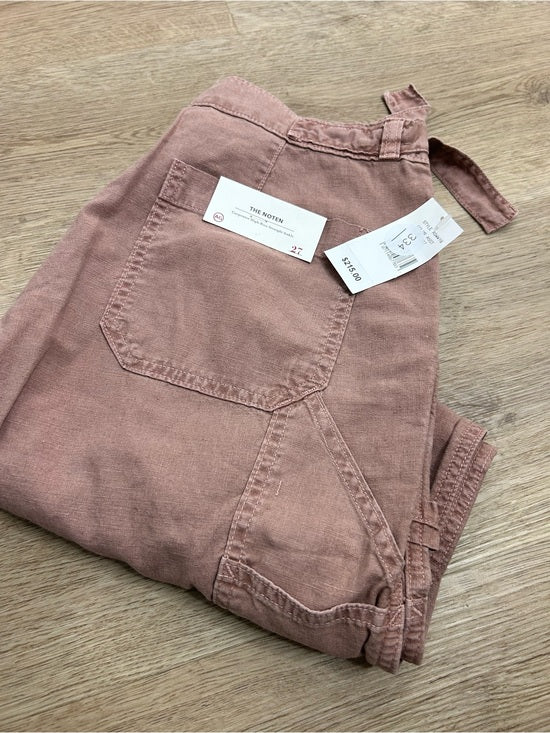 Ag Adriano Goldschmied AG Cotton Linen The Noten Carpenter High Rise Straight Leg Ankle Pant - Cotton, Linen