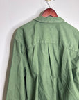 J. Crew Cotton Linen Army Green Collared Heavyweight Safari Top With Pockets