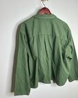 J. Crew Cotton Linen Army Green Collared Heavyweight Safari Top With Pockets