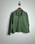 J. Crew Cotton Linen Army Green Collared Heavyweight Safari Top With Pockets