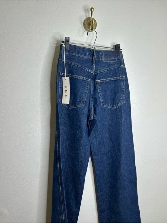 AMO 100% Cotton Frida High Rise Flare Leg Jean in Splendor Dark Denim