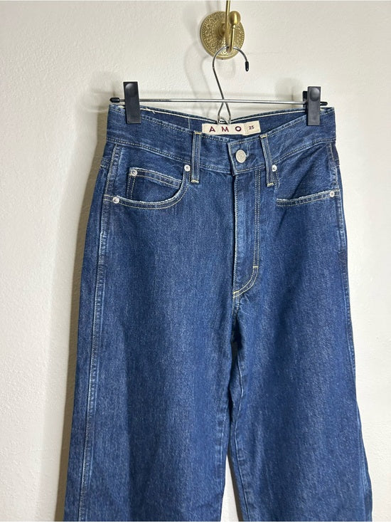 AMO 100% Cotton Frida High Rise Flare Leg Jean in Splendor Dark Denim