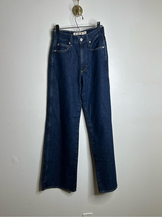 AMO 100% Cotton Frida High Rise Flare Leg Jean in Splendor Dark Denim