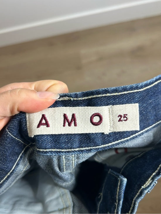 AMO 100% Cotton Frida High Rise Flare Leg Jean in Splendor Dark Denim