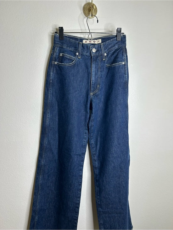 AMO 100% Cotton Frida High Rise Flare Leg Jean in Splendor Dark Denim
