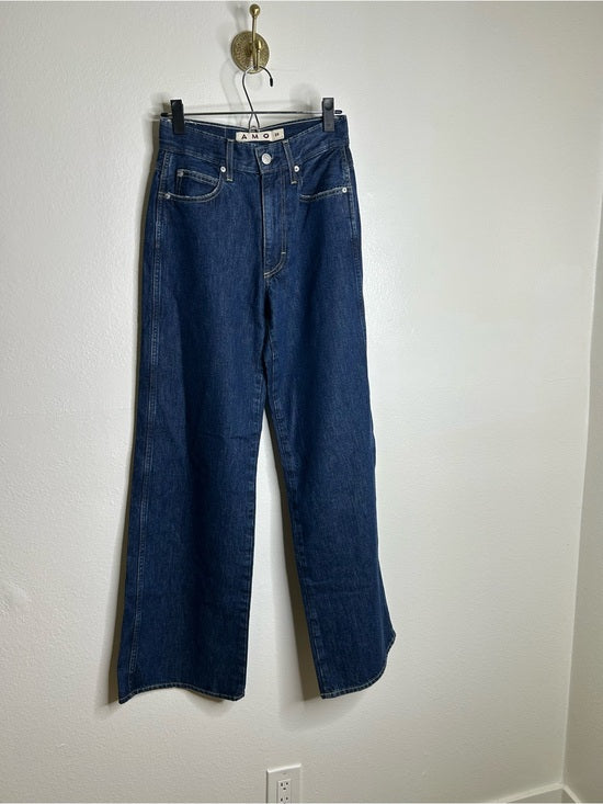 AMO 100% Cotton Frida High Rise Flare Leg Jean in Splendor Dark Denim