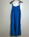 Rails 100% Cotton Gauze Tiered Long Tie Strap Dress Blue
