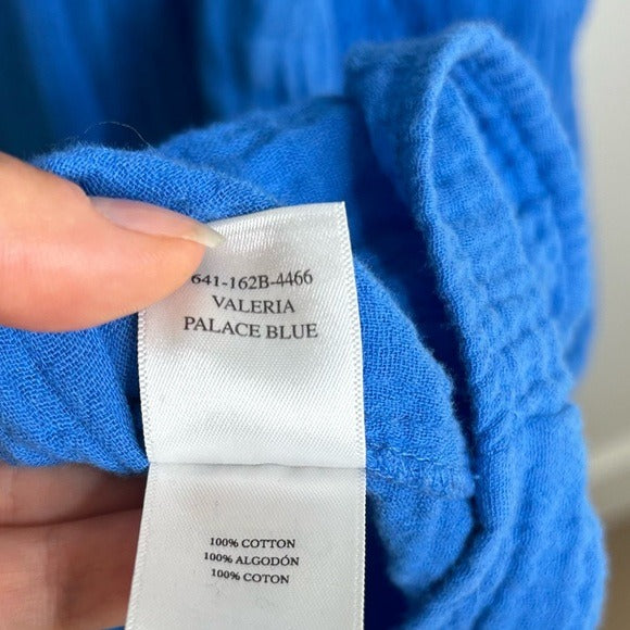Rails 100% Cotton Gauze Tiered Long Tie Strap Dress Blue