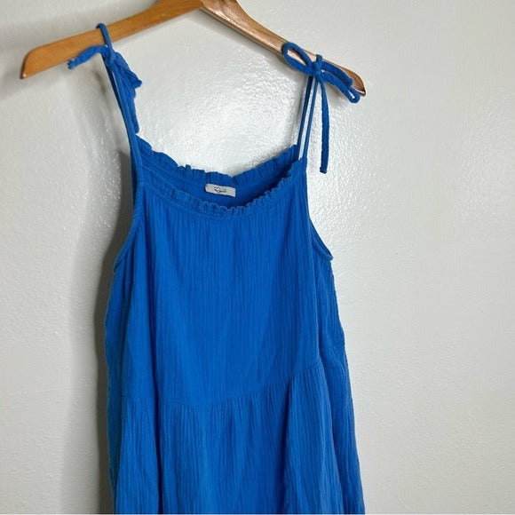 Rails Rails 100% Cotton Gauze Tiered Long Tie Strap Dress Blue - Cotton