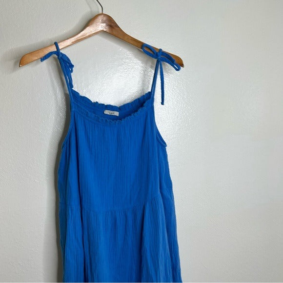 Rails Rails 100% Cotton Gauze Tiered Long Tie Strap Dress Blue - Cotton
