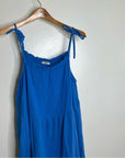 Rails 100% Cotton Gauze Tiered Long Tie Strap Dress Blue