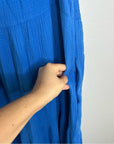 Rails 100% Cotton Gauze Tiered Long Tie Strap Dress Blue