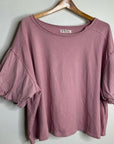 Free People 100% Cotton Pink Puff Sleeve Oversized T - Shirt Top