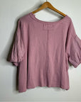 Free People 100% Cotton Pink Puff Sleeve Oversized T - Shirt Top