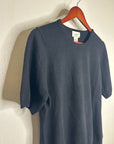 Neiman Marcus 100% Cashmere Black Knit Slouchy Short Sleeve Sweater Top