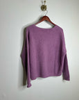 OGD 100% Cashmere Thick Knit Textured V - Neck Lavender Purple Sweater